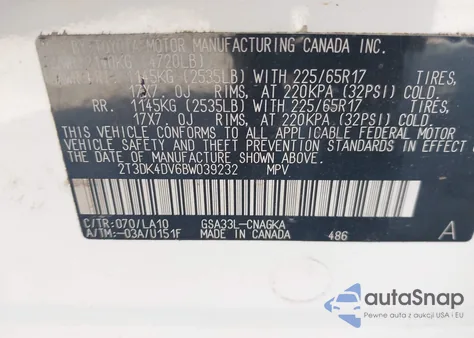 2011 Toyota Rav4 Limited V6 из США, поврежденный, VIN 2T3DK4DV6BW039232